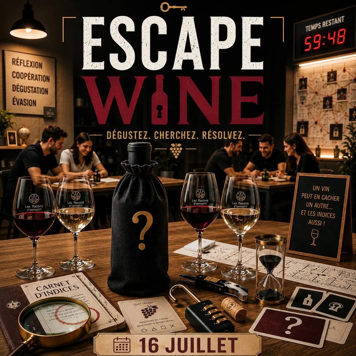 Escape Wine, événement dégustation et escape game chez Manili le 16 juillet